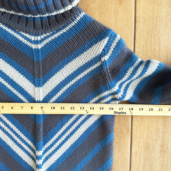 VTG Y2K Gap Wool Blend Stripped Turtleneck Sweater Medium Preppy Chunky 2000s - Picture 7 of 8